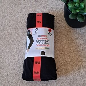 32° Degrees Heat Leggings 2 Pack Womens Size Medium Black Stretch Pants New!